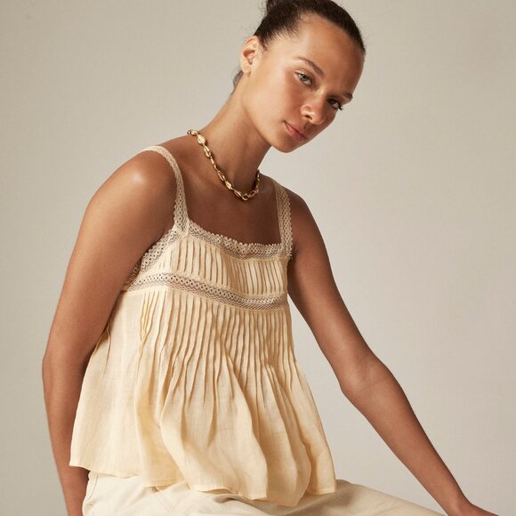 J. Crew Lace Trim Tank Top Raime Size L - Picture 3 of 9